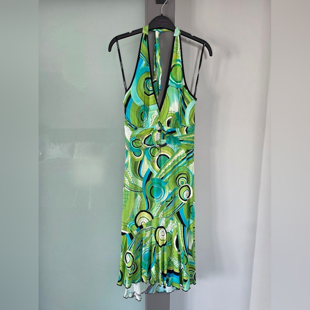 Frank Lyman Size 8 Halter Dress With Belt Detail